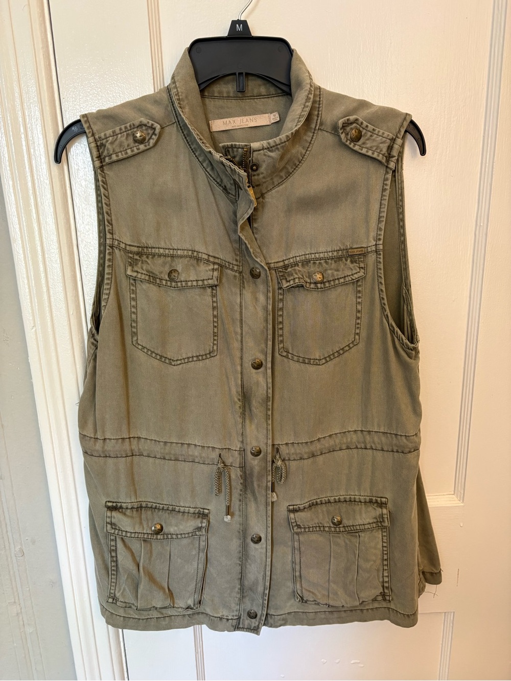 Max Jeans Olive Green Utility Vest with Front Pockets